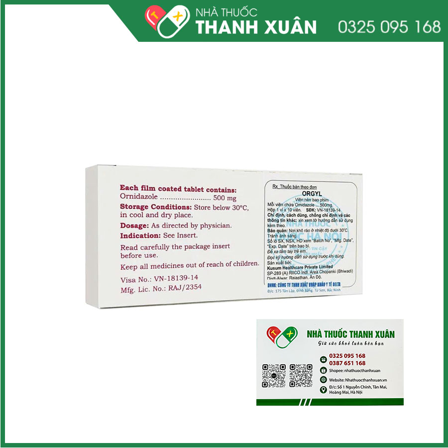 Orgyl điều trị nhiễm ký sinh trùng, vi khuẩn kỵ khí và dự phòng nhiễm khuẩn sau phẫu thuật